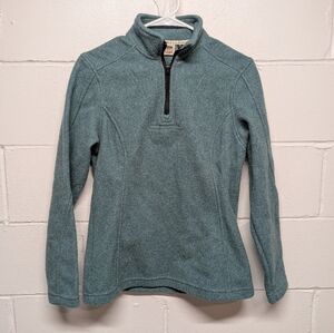 STORMY KROMER (Small) Wool Blend Made in USA Teal Quarter-Zip Pullover Green